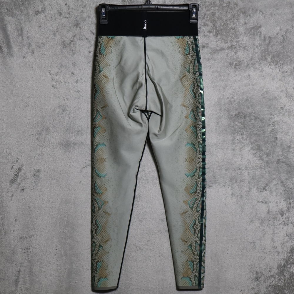 Ultracor Leggings Womens Medium Green Black Snakeskin Print Activewear Yoga - Picture 3 of 11